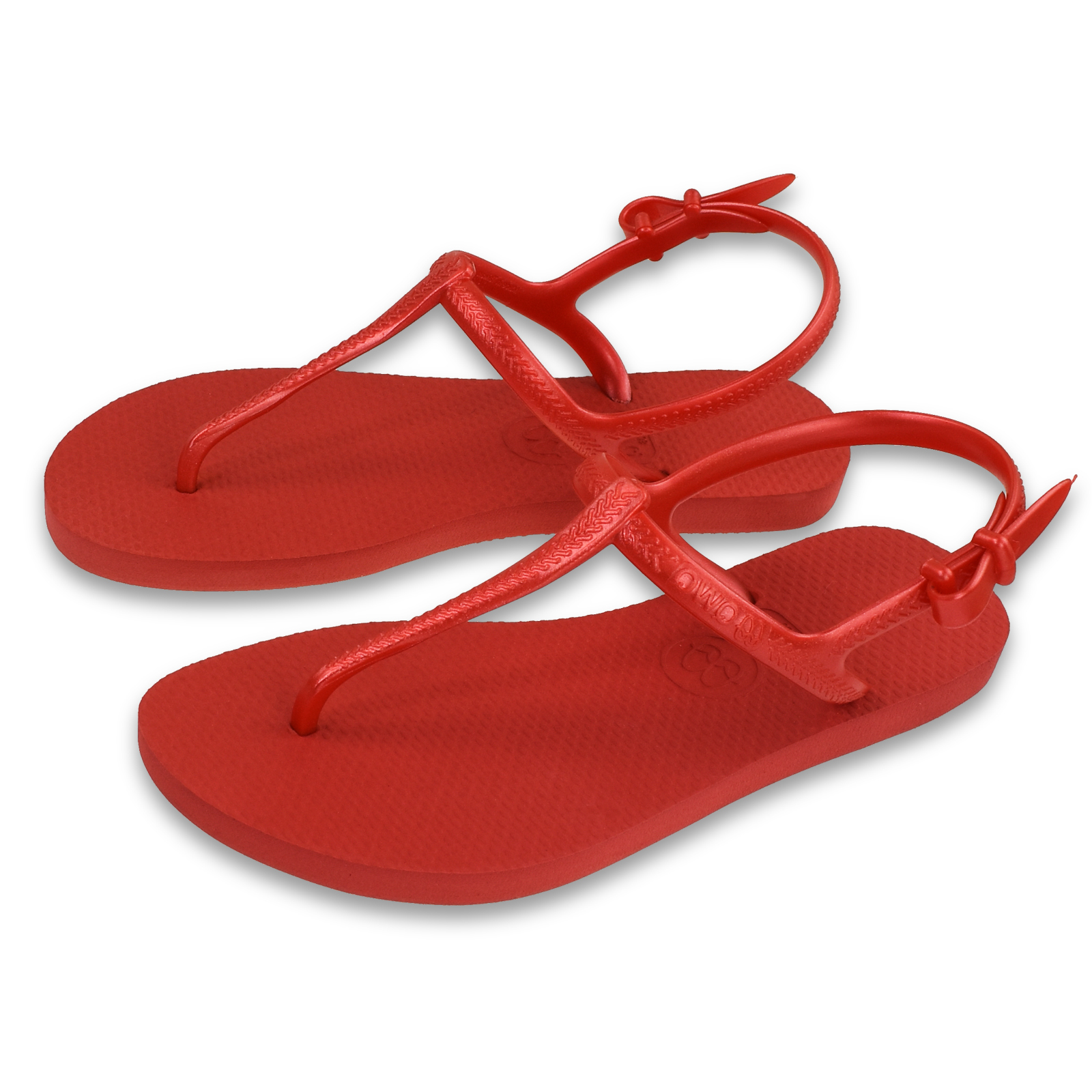 女款綁帶T字涼鞋 經典素色 搖滾紅 腳型修長款