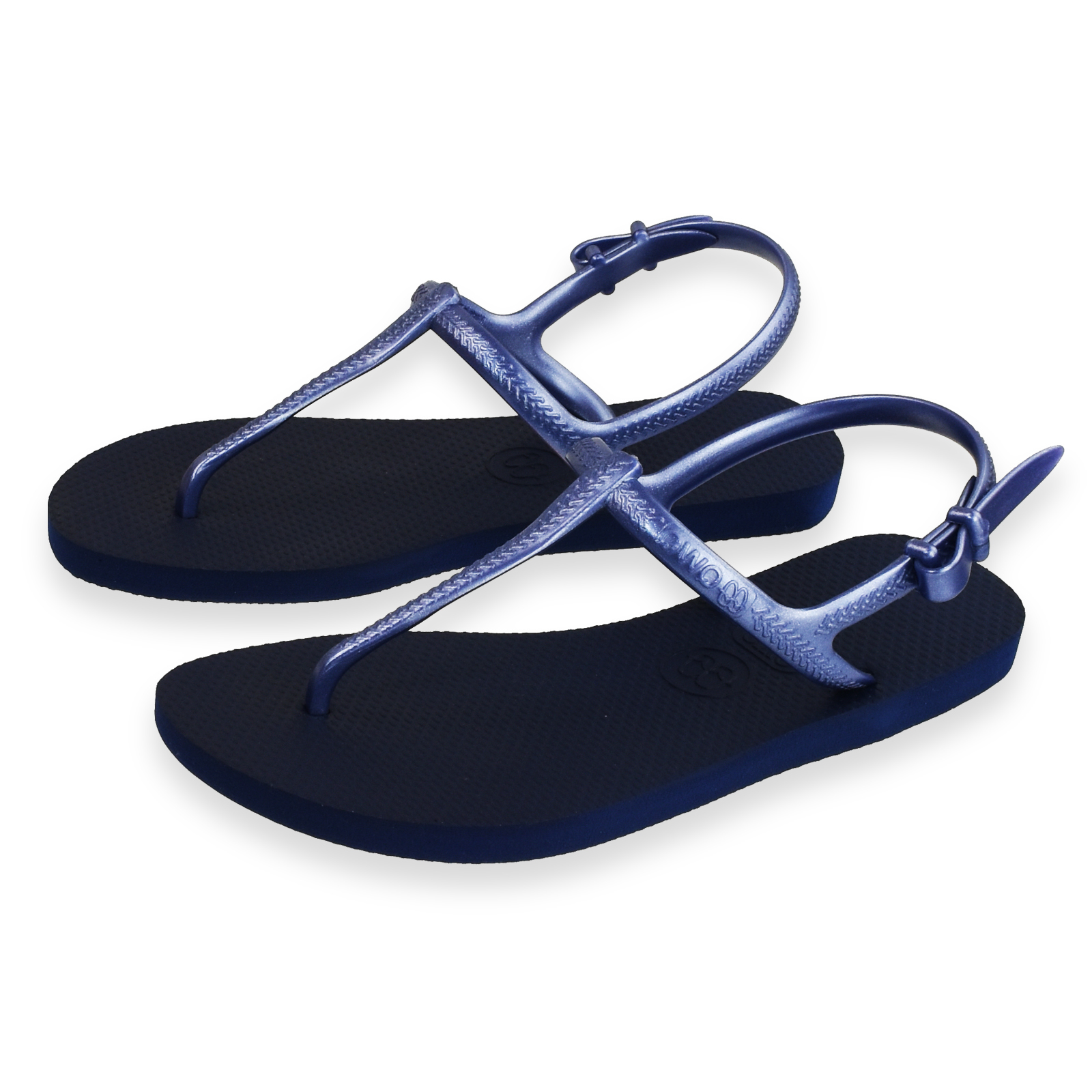 女款綁帶T字涼鞋 經典素色 寶石藍 腳型修長款