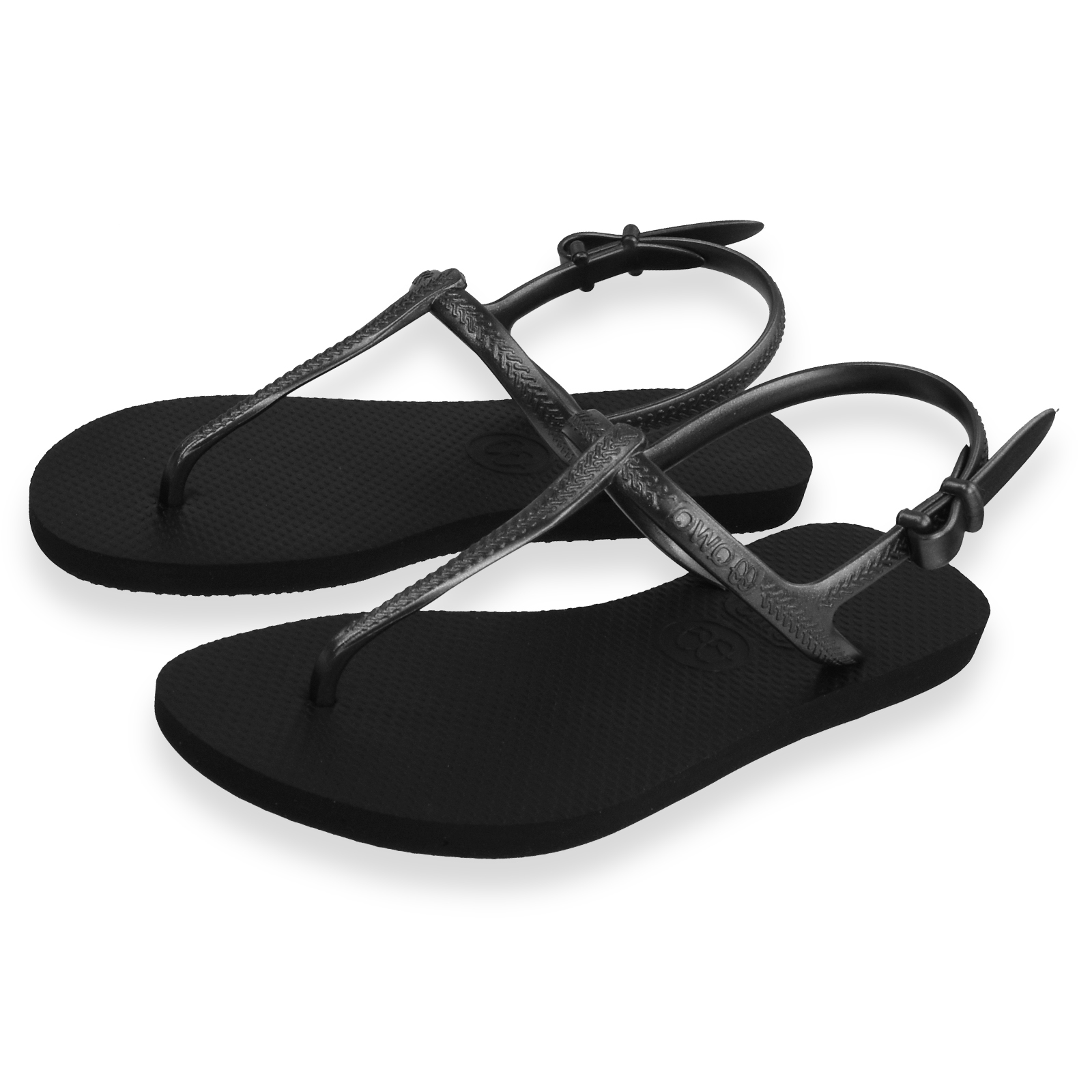 女款綁帶T字涼鞋 經典素色 爵士黑 腳型修長款