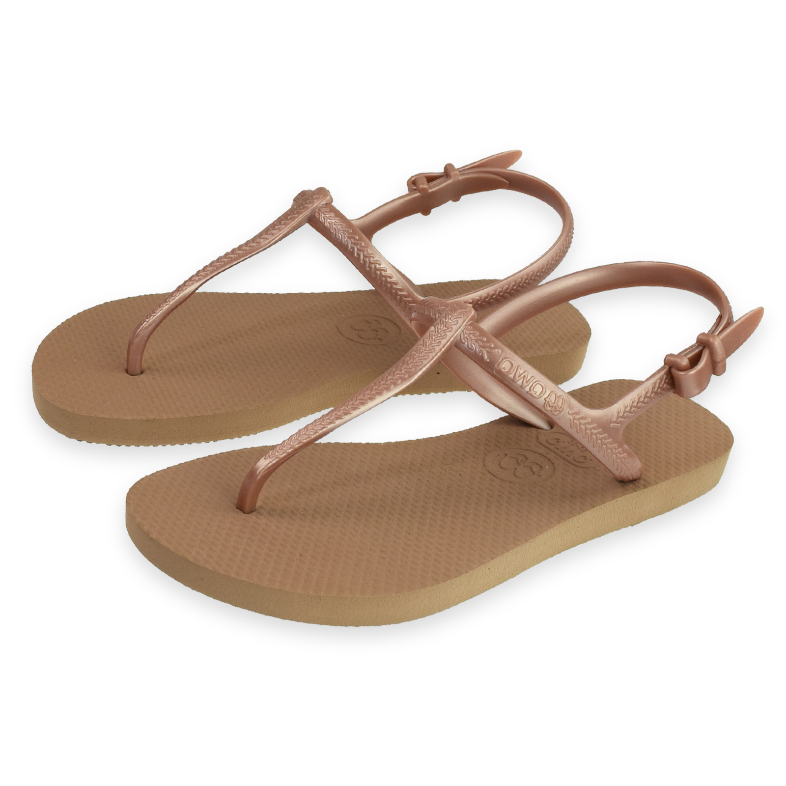 女款綁帶T字涼鞋 經典素色 薔薇金 腳型修長款