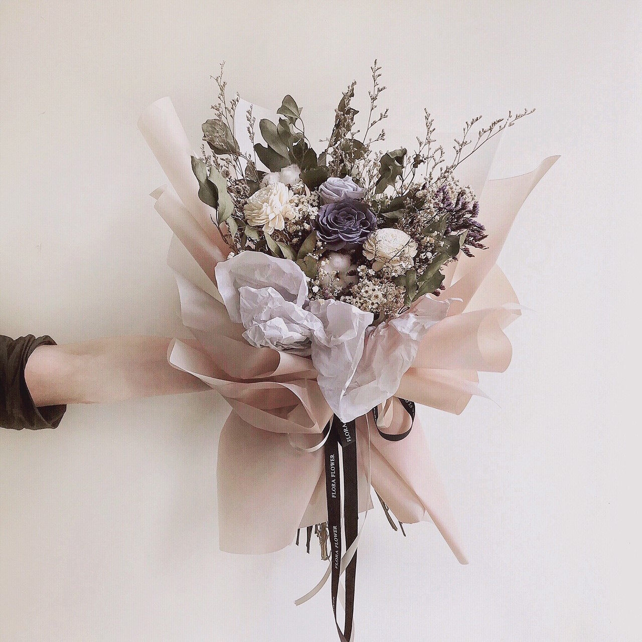 乾燥花束-紫白色