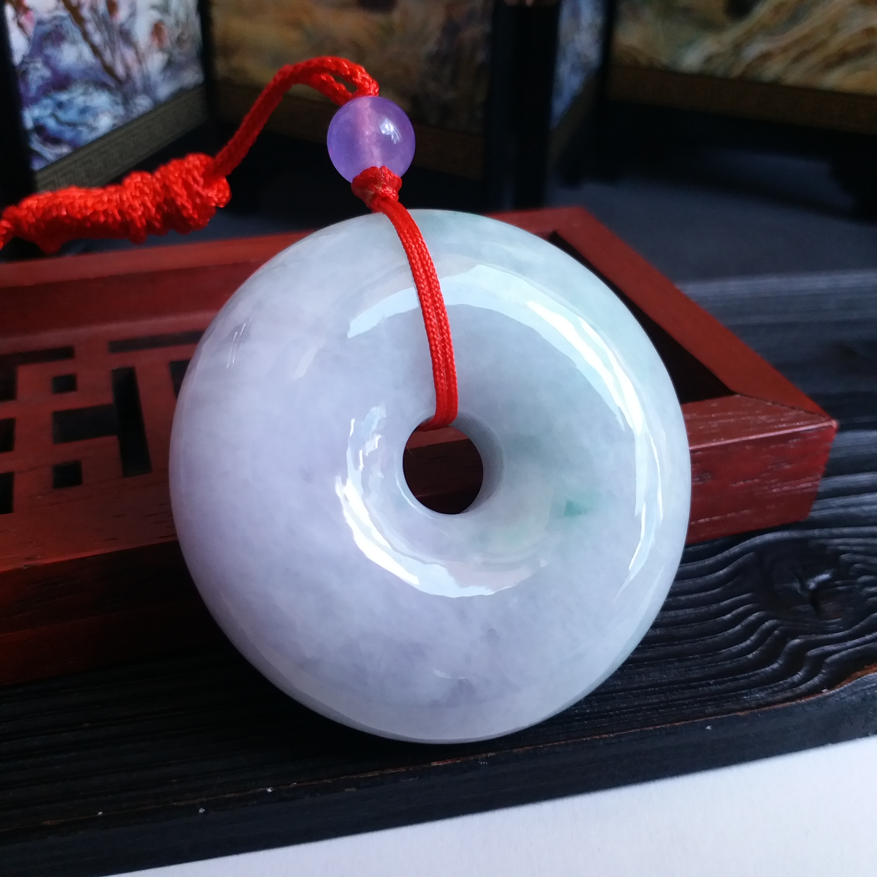 J1429 冰糯春彩大平安扣吊墜 (49.5mm直徑)