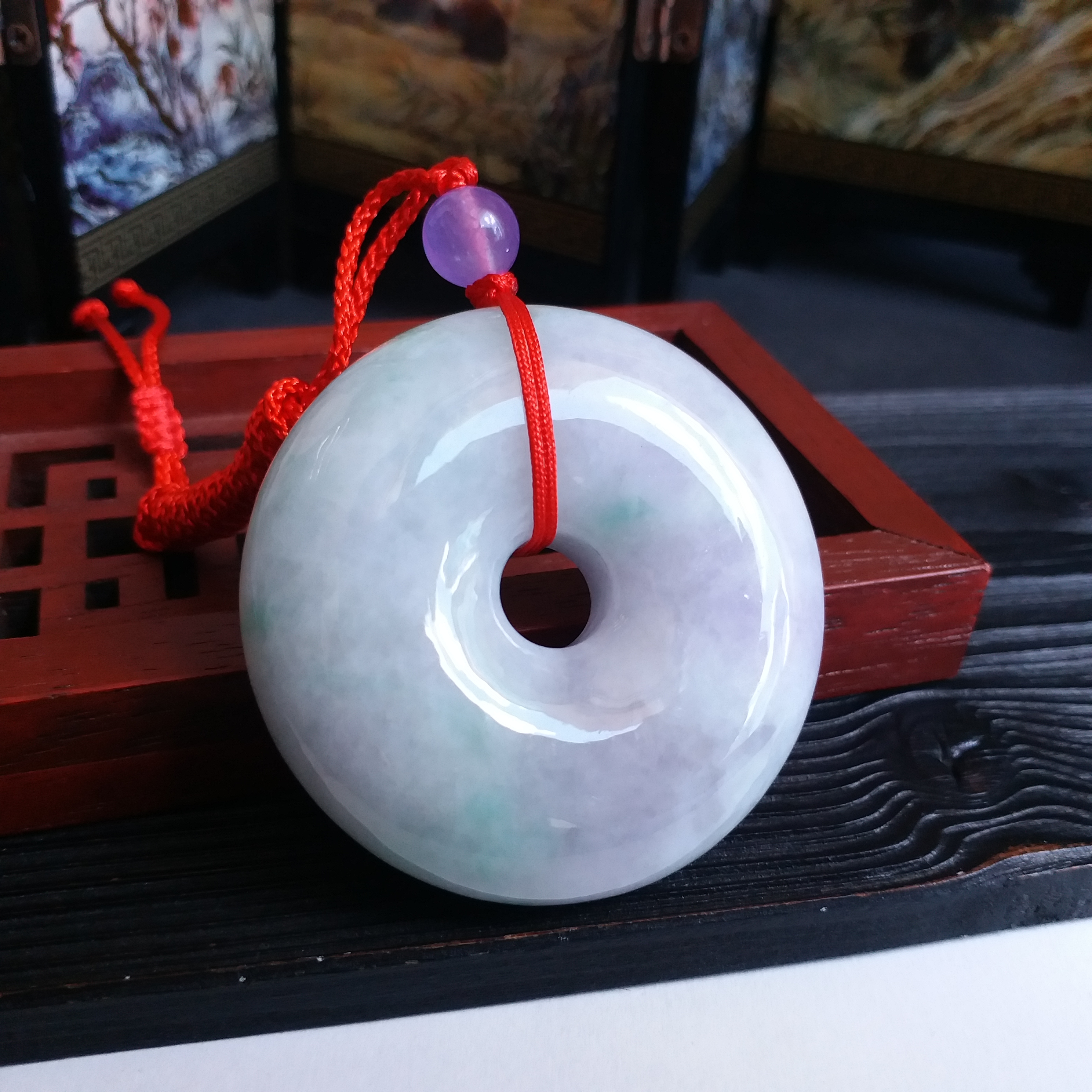 J1429 冰糯春彩大平安扣吊墜 (49.5mm直徑)