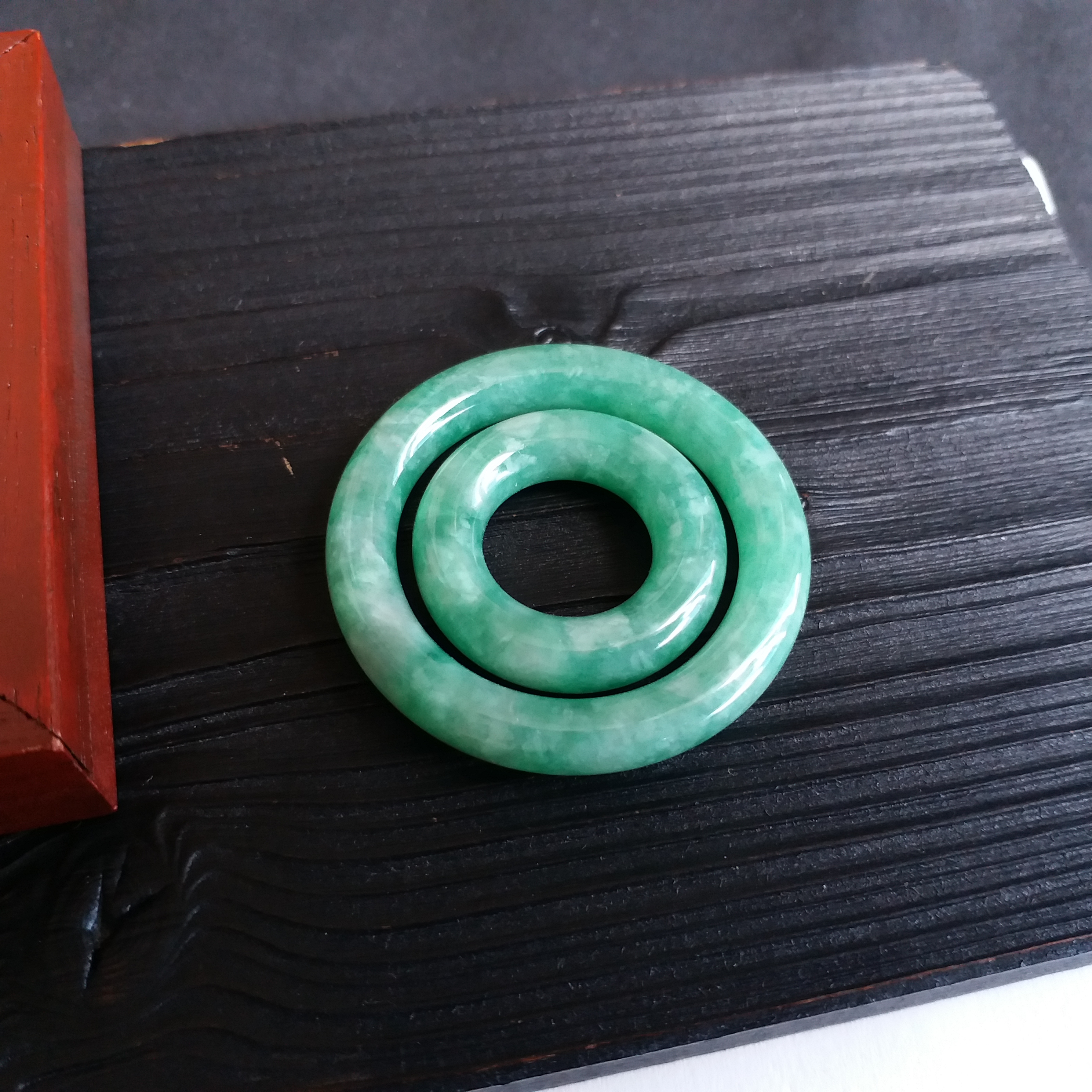 J1471-1 冰糯陽綠子母平安環吊墜 (26mm，40mm直徑)