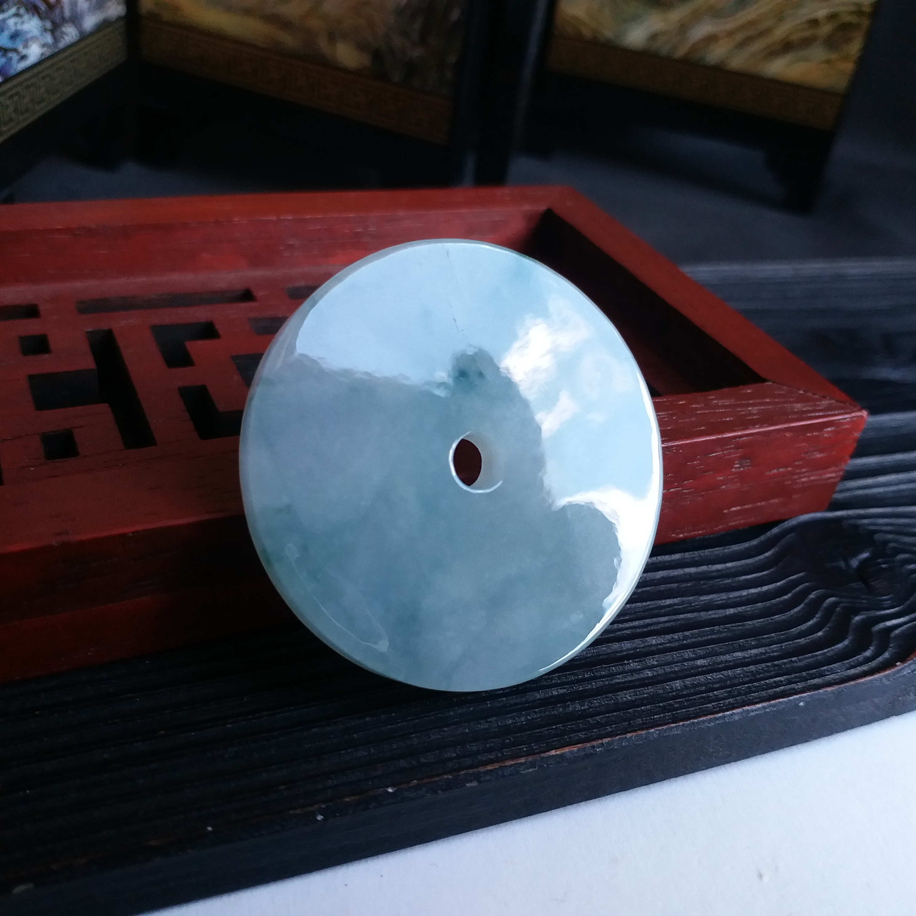 P1411022 冰種飄花平安扣 (40mm直徑)