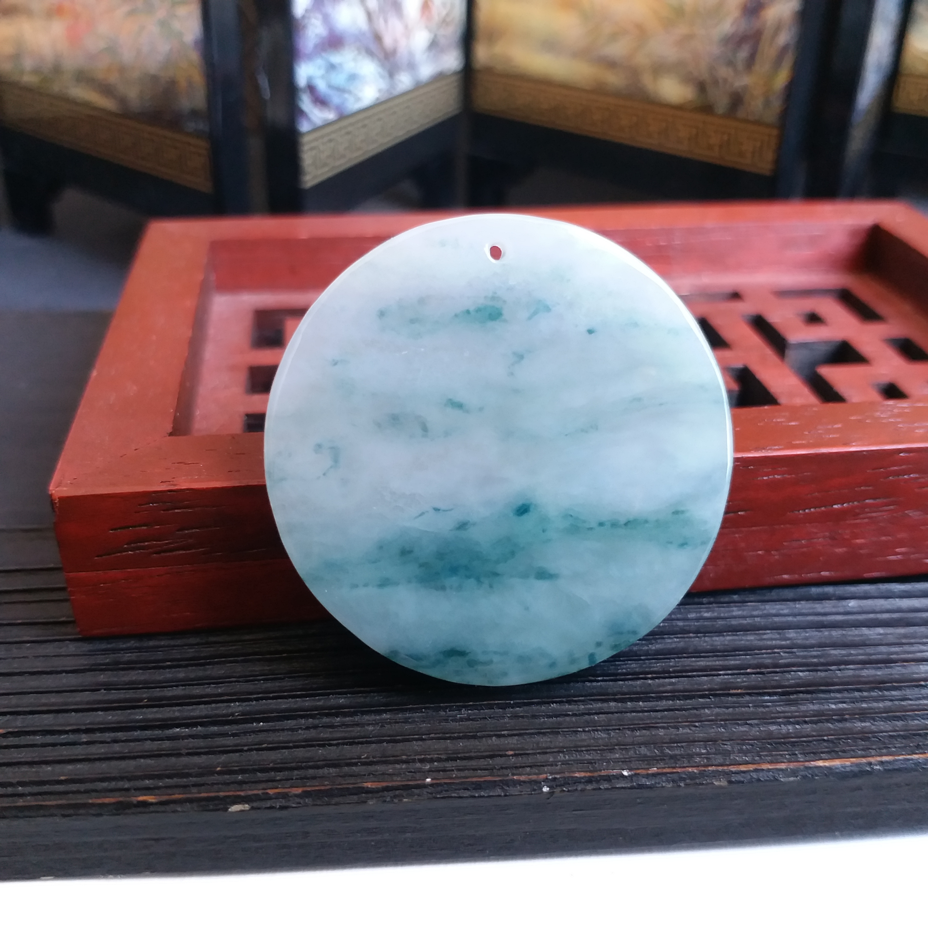 P1411023 冰種飄花素牌 (37mm直徑)