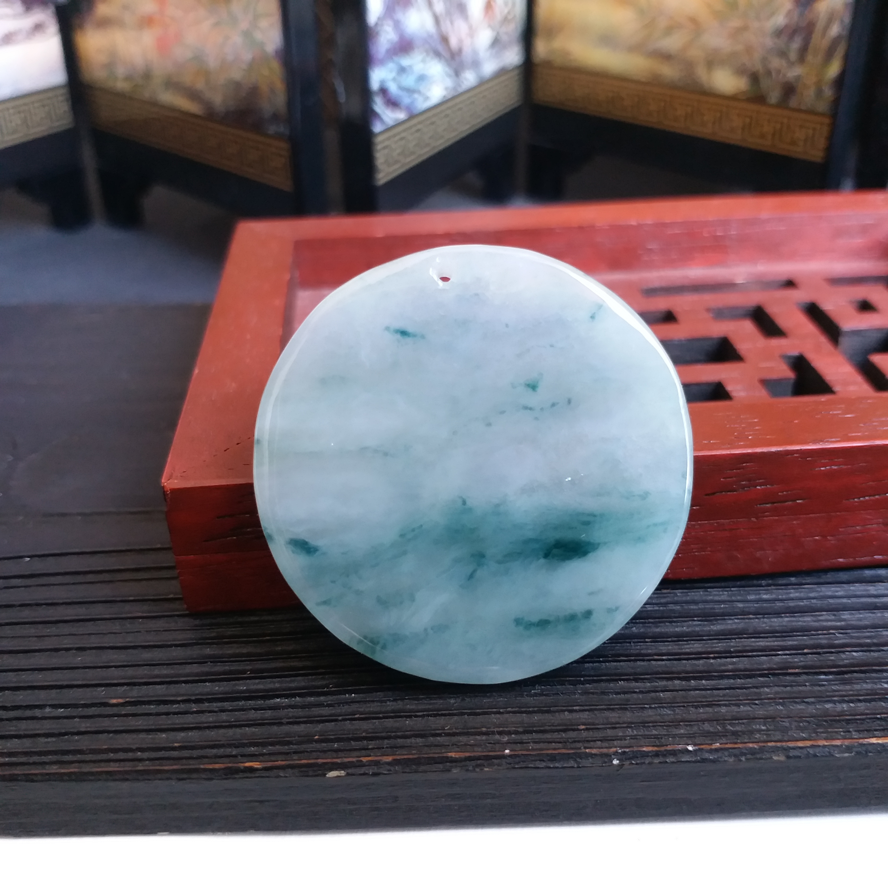 P1411023 冰種飄花素牌 (37mm直徑)