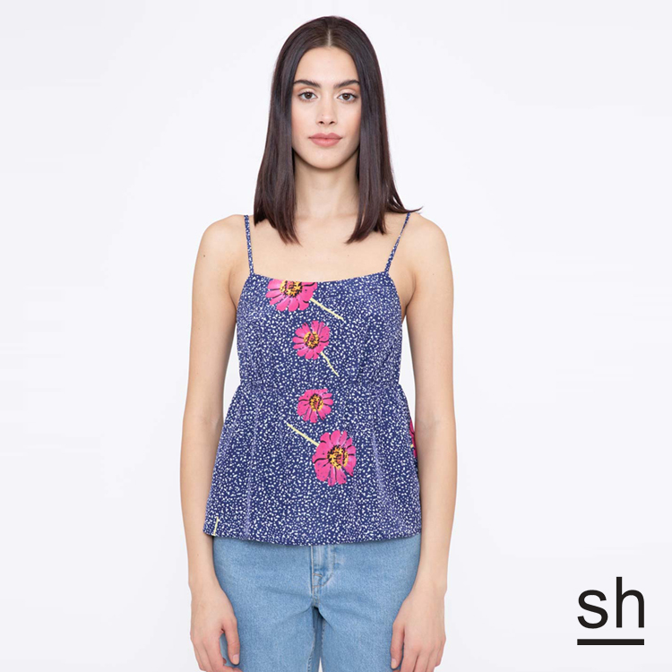 【SH】日飾花版細肩帶上衣