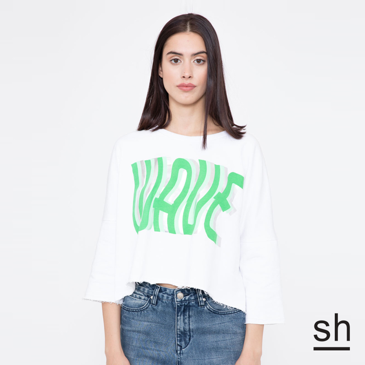 【SH】WAVE 圓領字母短版上衣