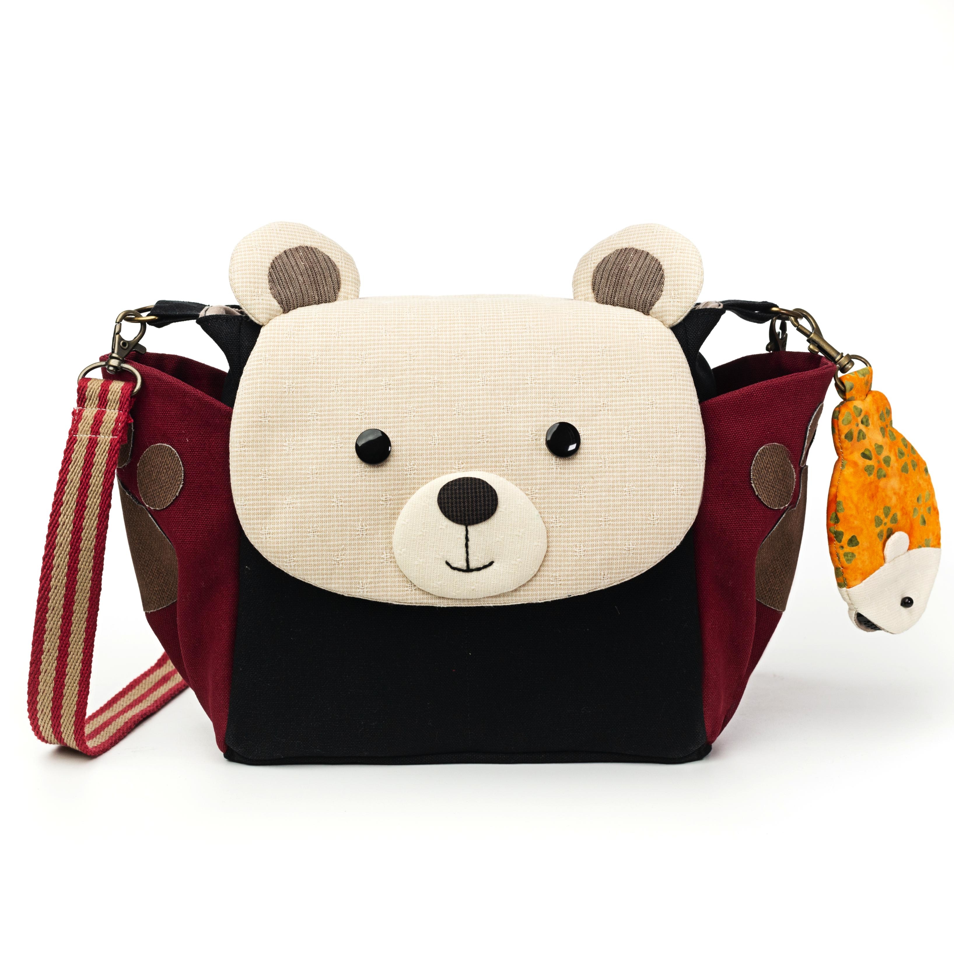 digital pattern Bear-shaped slanted backpack
