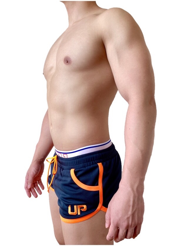 Combo UP 二合一超短運動褲 深藍/螢光橙