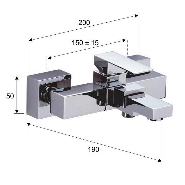Daniel "Skyline" SK600HCR Single Lever bath mixer for exposed installation
