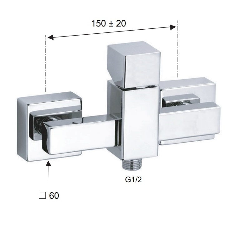 Daniel "Cube Waterfall" CU611CR Single lever shower mixer for exposed installation *Display Item*