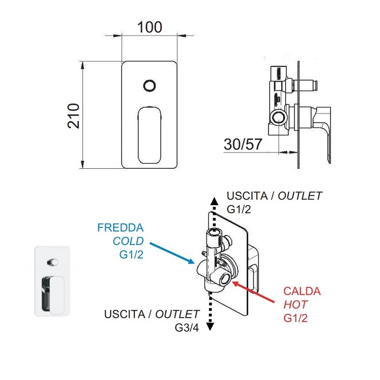 Daniel "Tiara" TA612CR Built-in bath mixer