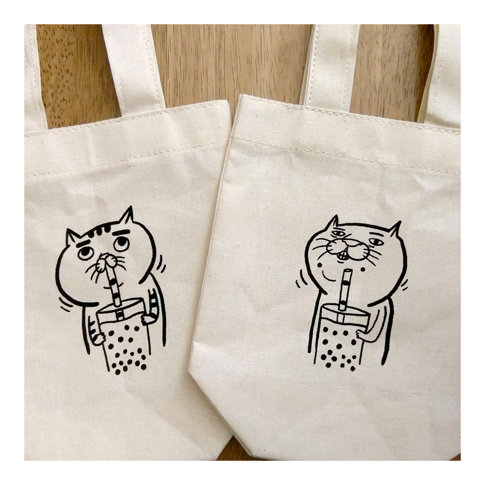 【ehcat貓室友】絹印帆布飲料提袋
