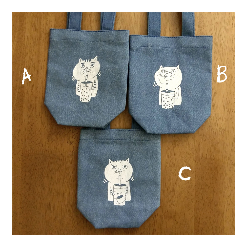 【ehcat貓室友】絹印丹寧厚款飲料提袋