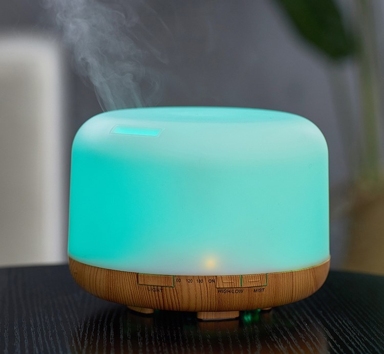 (特價)木紋底座超聲波香薰加濕機(電煲形) 500ml No:500095-1