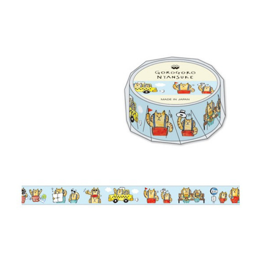 【ehcat貓室友】日本進口 MIND WAVE 旅行的貓咪 紙膠帶 93766