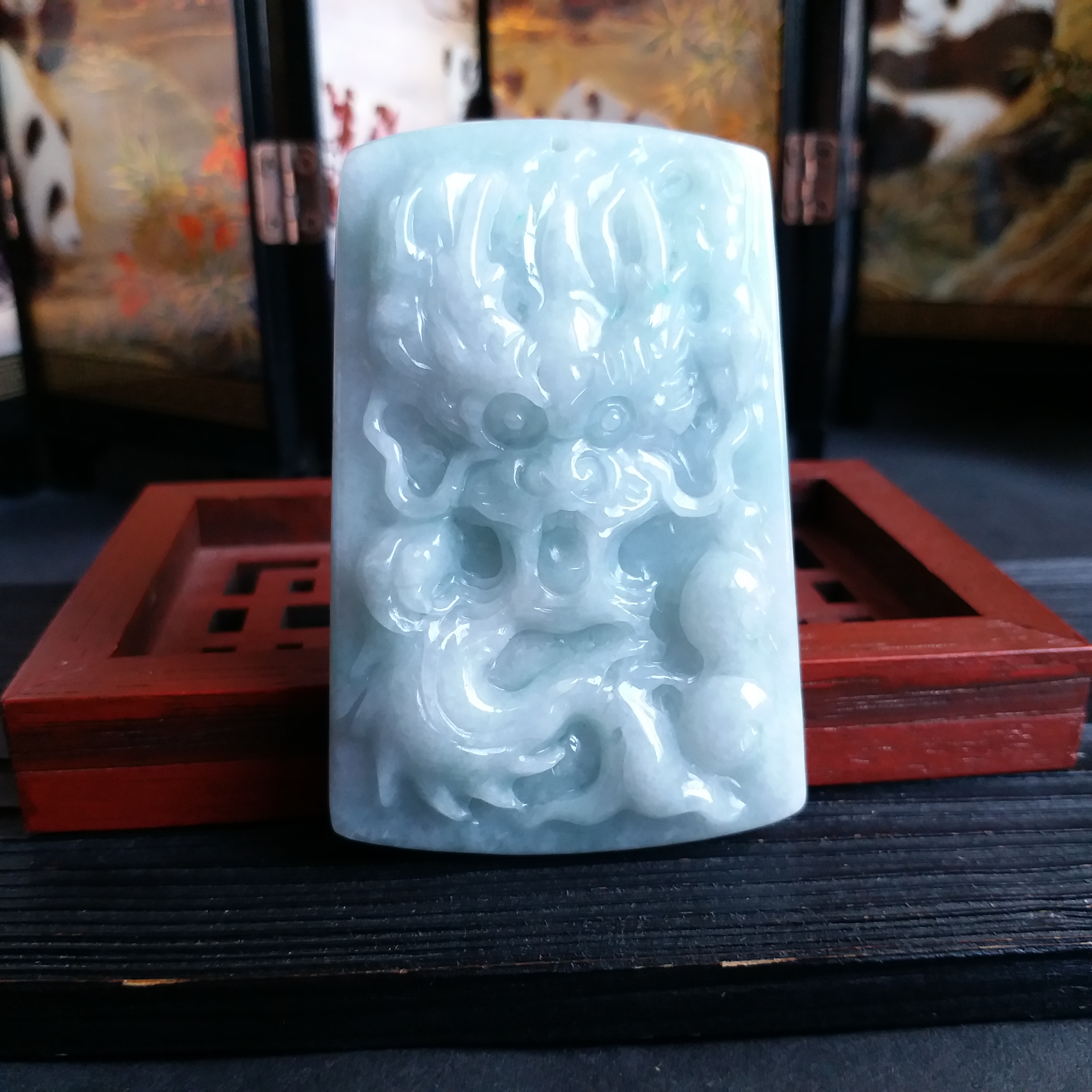 J1480 冰糯霸氣龍牌吊墜