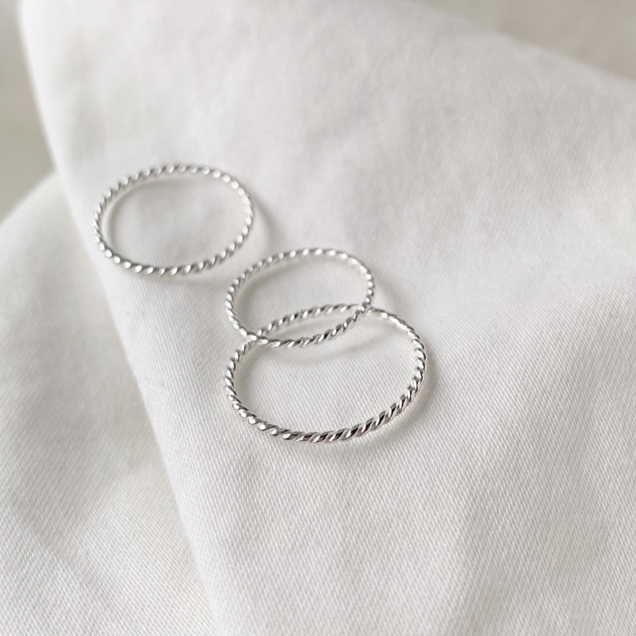 細圈麻花戒指-銀
