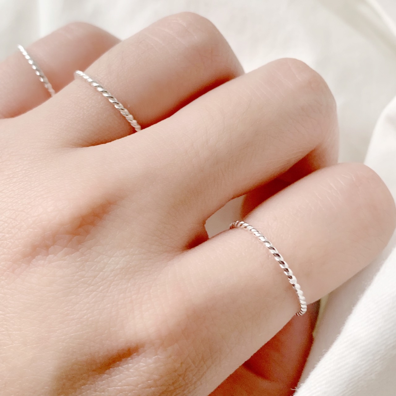 細圈麻花戒指-銀