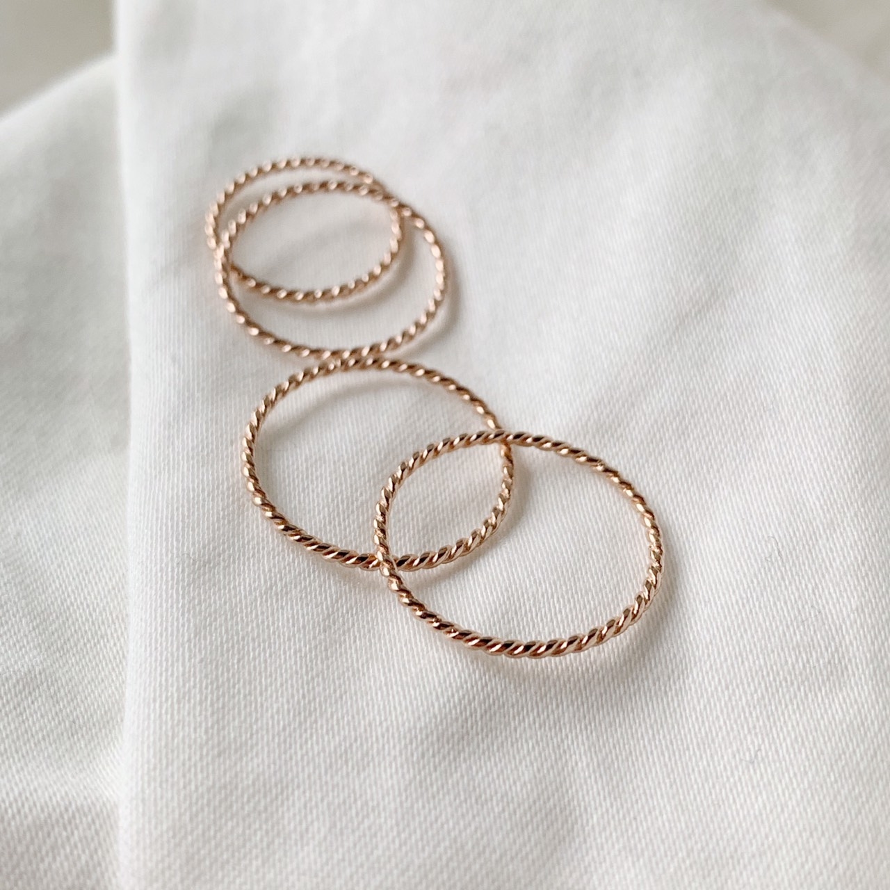 細圈麻花戒指-玫瑰金