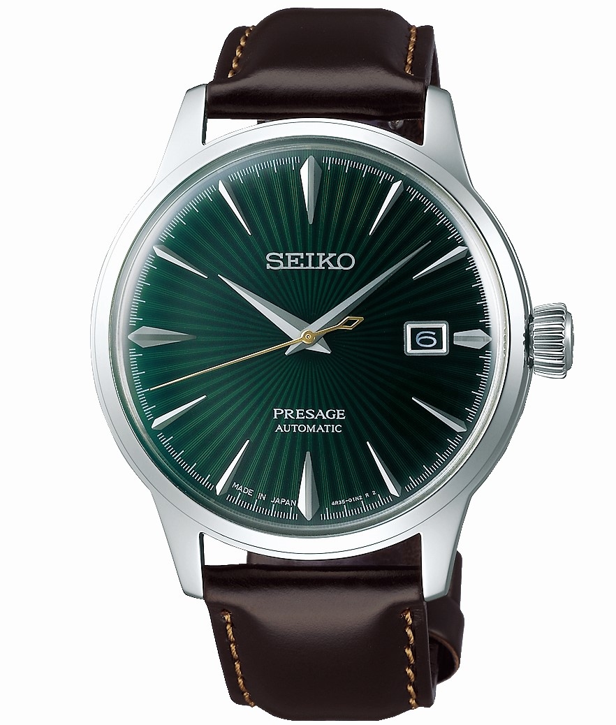 萬年鐘錶 - SEIKO Presage   綠光 調酒師系列 經典機械錶  4R35  / SRPD37J1 錶徑40.5MM