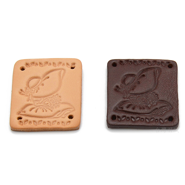 帽子女孩真皮皮標/個