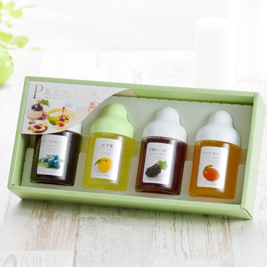 Fruit Juice Infused Honey Gift Set - MG4P (Blueberry, Yuzu, Mango, Kyohou) 300g Each [5262]