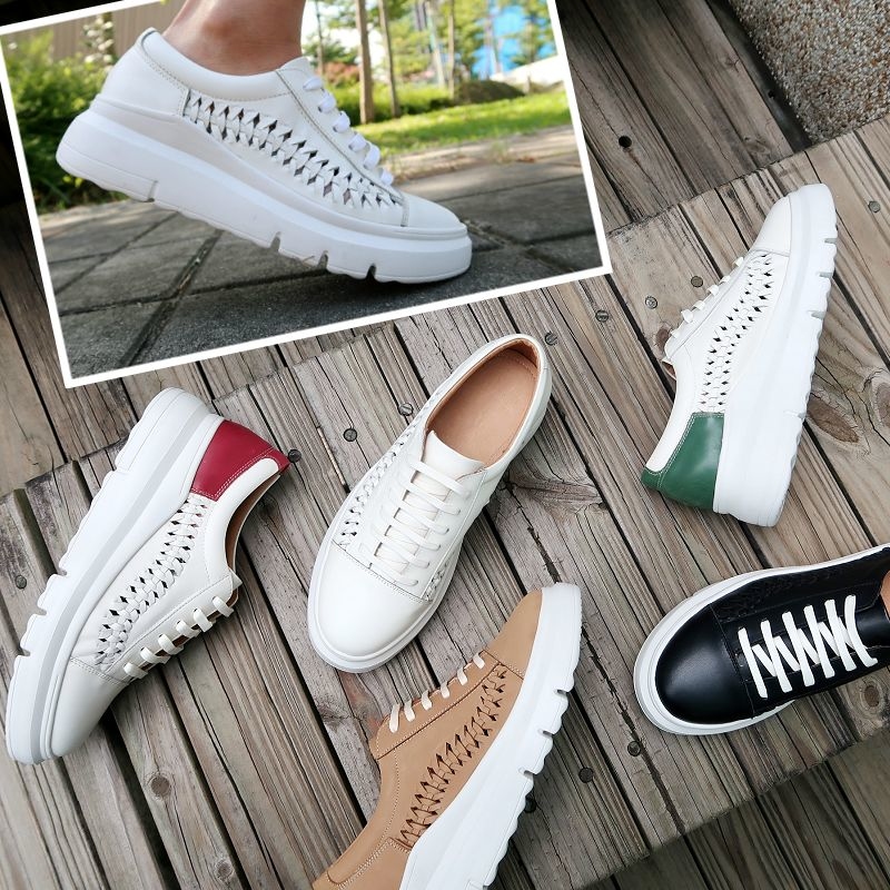 【倆個人】男鞋-牛皮輕量MODO厚底編織麻花辮休閒運動鞋