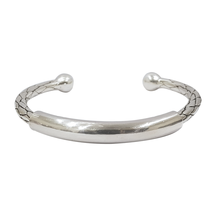純銀手鐲，女士手鐲 蛇鱗紋設計；自然創造的時尚（8486）