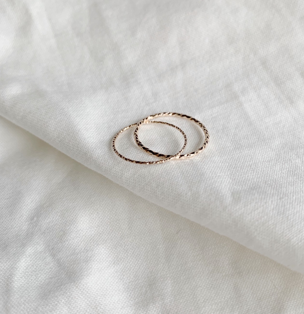 14k純金 閃亮亮雙環戒指