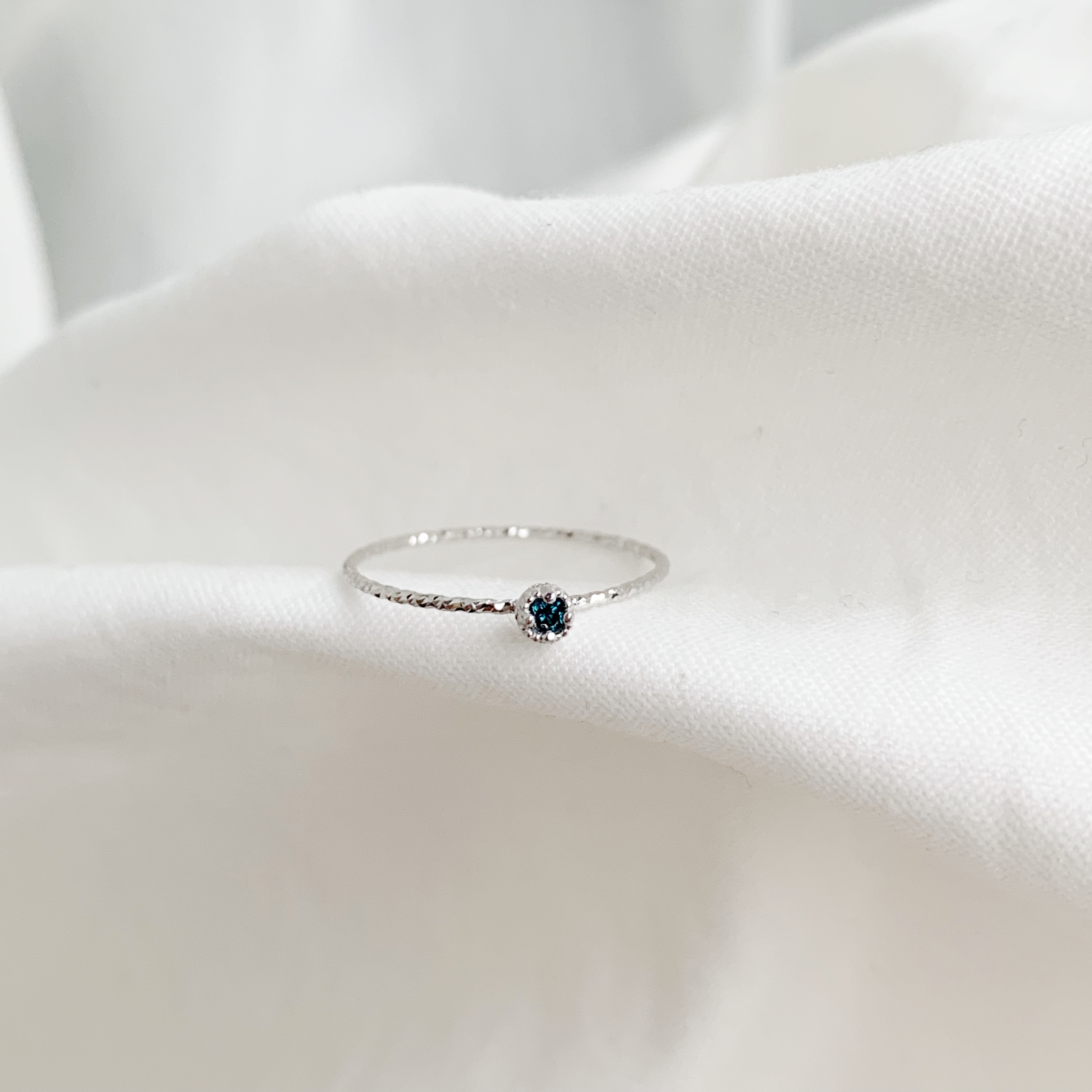 14k白金 2分藍鑽戒指