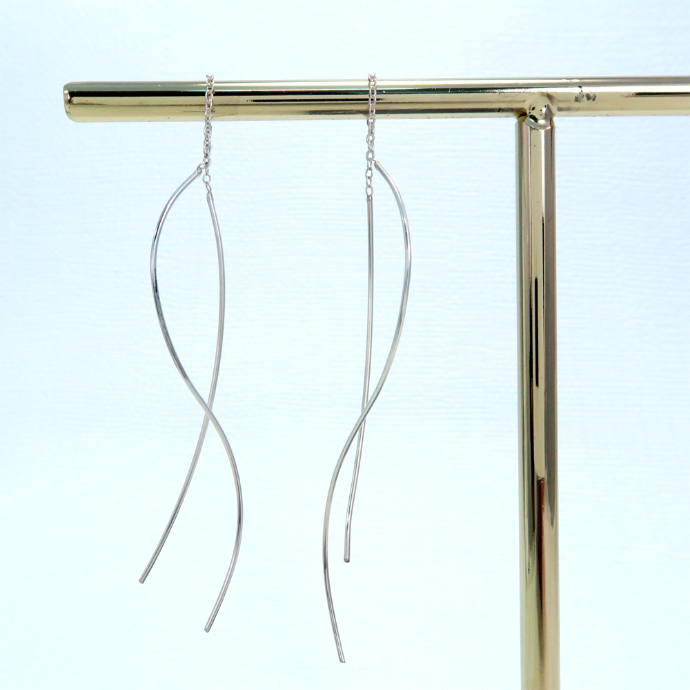 波線舞動 長鍊 純銀耳環