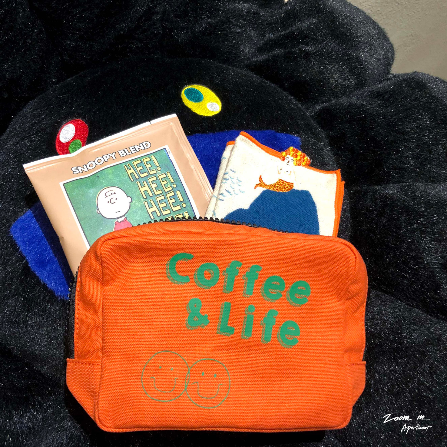 zoom in goods 「Coffee & Life  拉錬萬用立體包.橘」