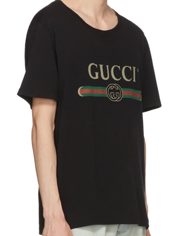 GUCCI 腰帶LOGO 小破壞短袖
