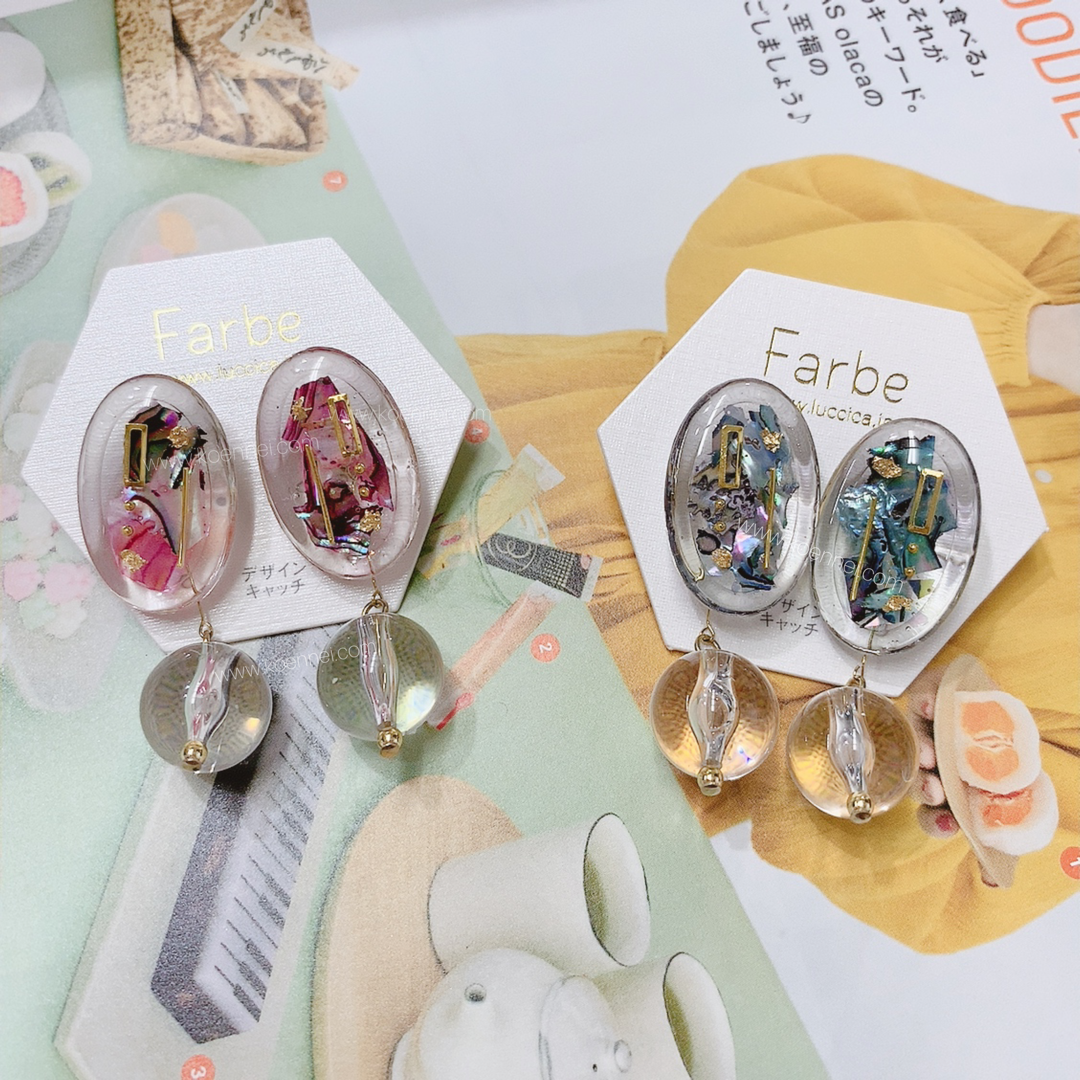 [ 網站限定優惠]Farbe 日本貝殼片封入2way耳環