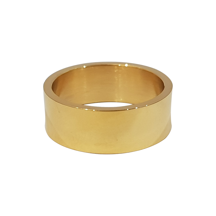 白鋼戒指，男士戒指 8mm亮面金色；紳士質感配件不可或缺之一款式（5799寬）