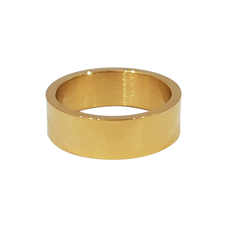 白鋼戒指，男士戒指 6mm亮面金色；紳士質感配件不可或缺之一款式（5799窄）