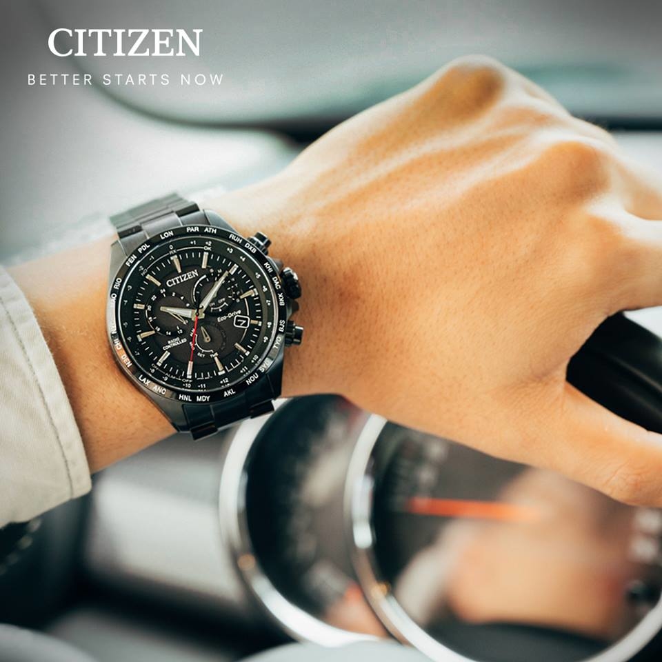 萬年鐘錶 - Citizen 星辰錶  世界時間 電波對時男錶  廣告款 CB5835-83E 錶徑45MM