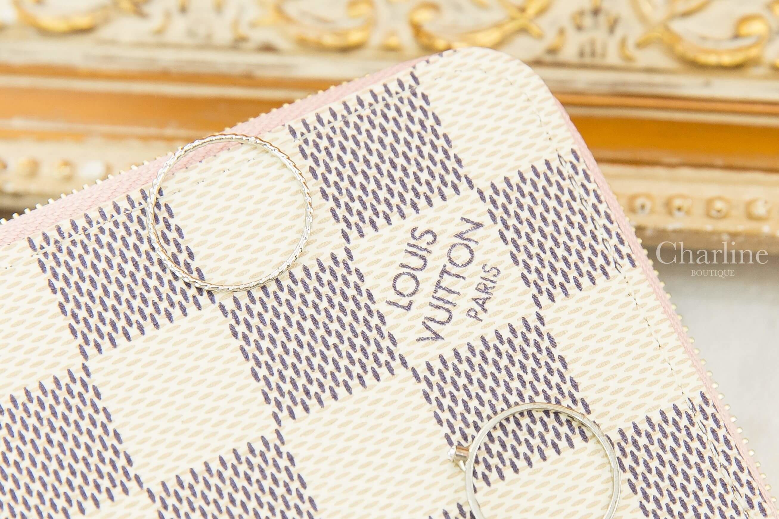 Louis Vuitton Zippy Coin Purse 米白色棋盤格紋拼粉紅內裡拉鏈零錢包