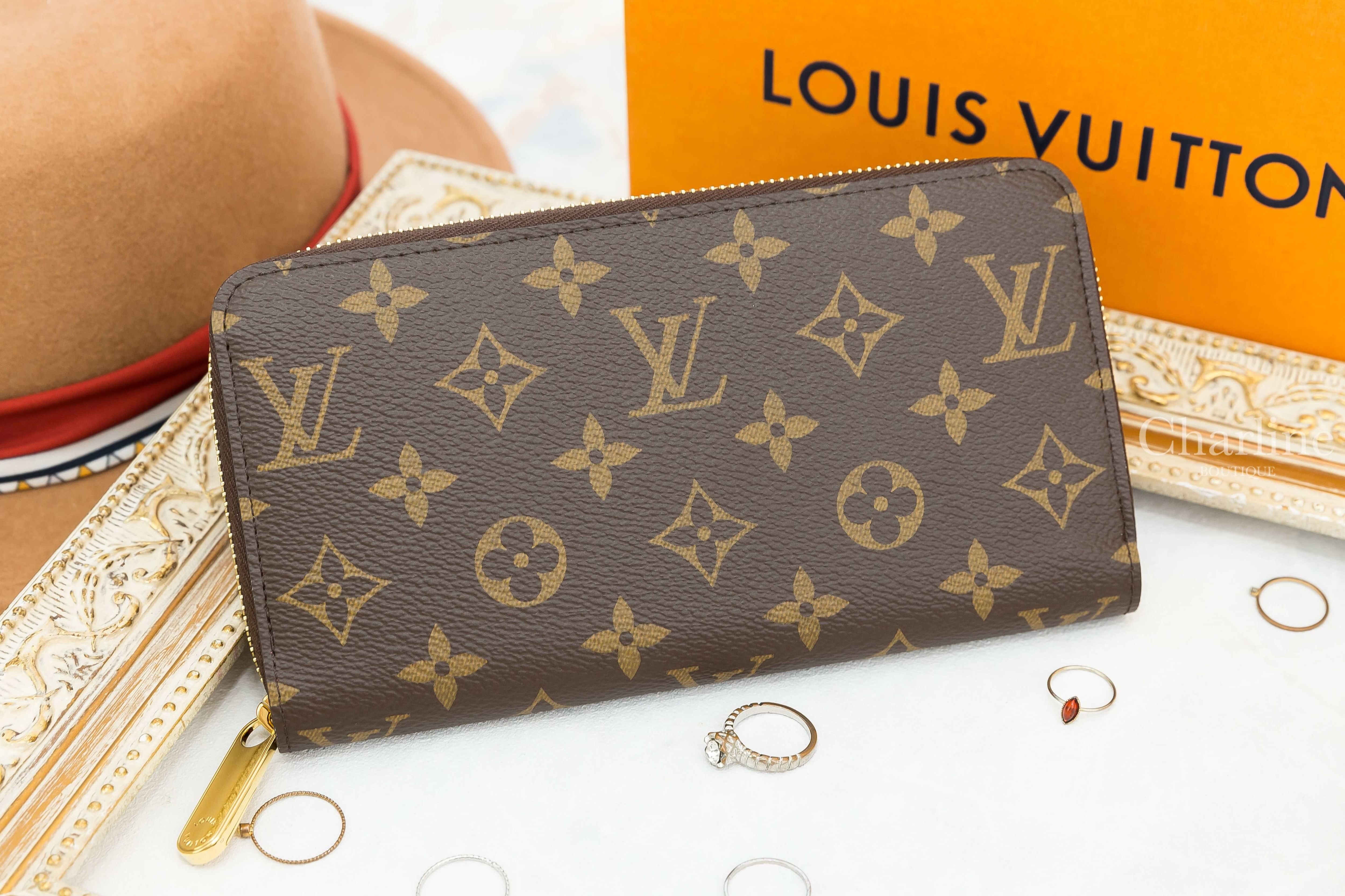 Louis Vuitton Zippy Wallet 咖啡色老花拼桃紫內裡拉鍊長夾