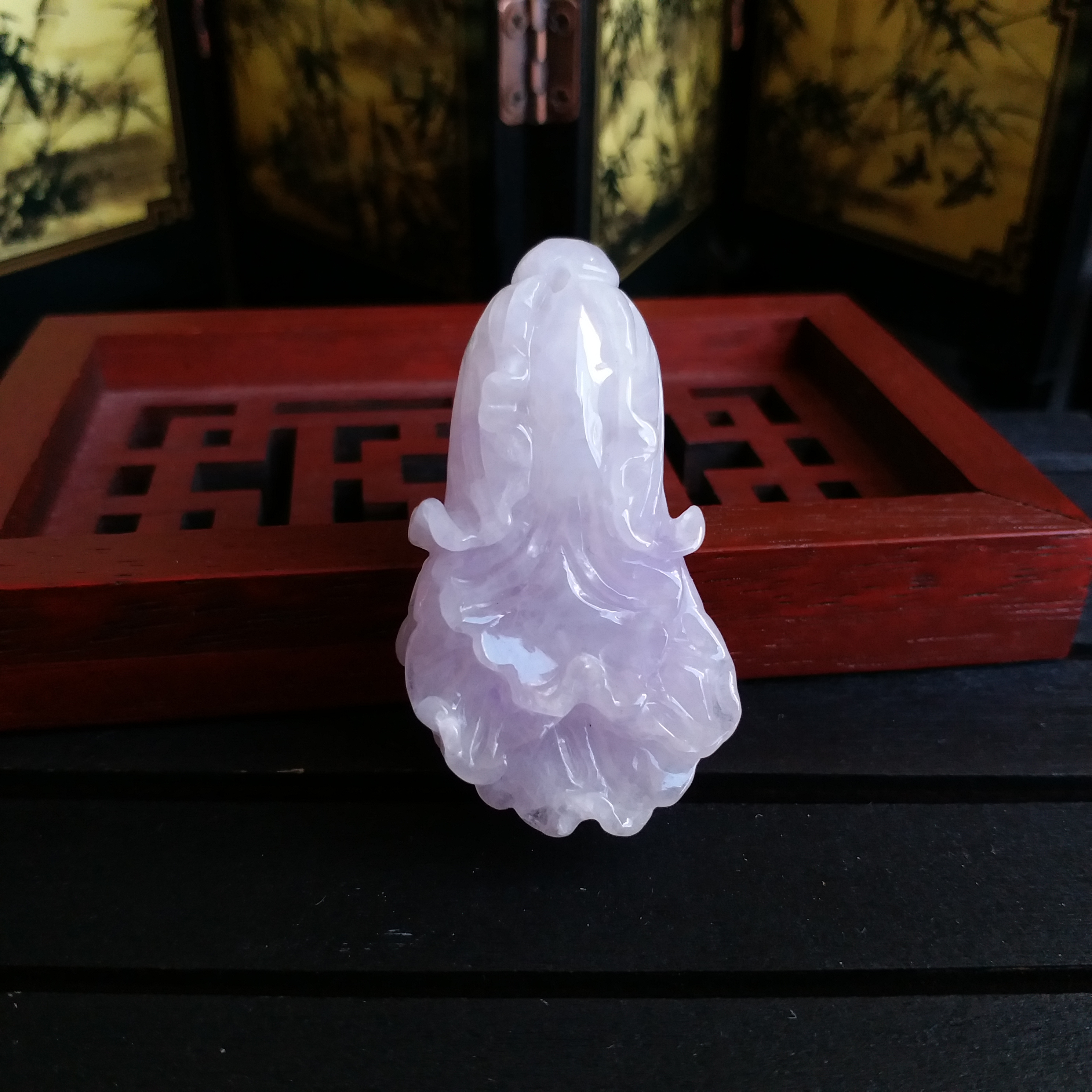 P1411038 冰紫羅蘭白菜雕件