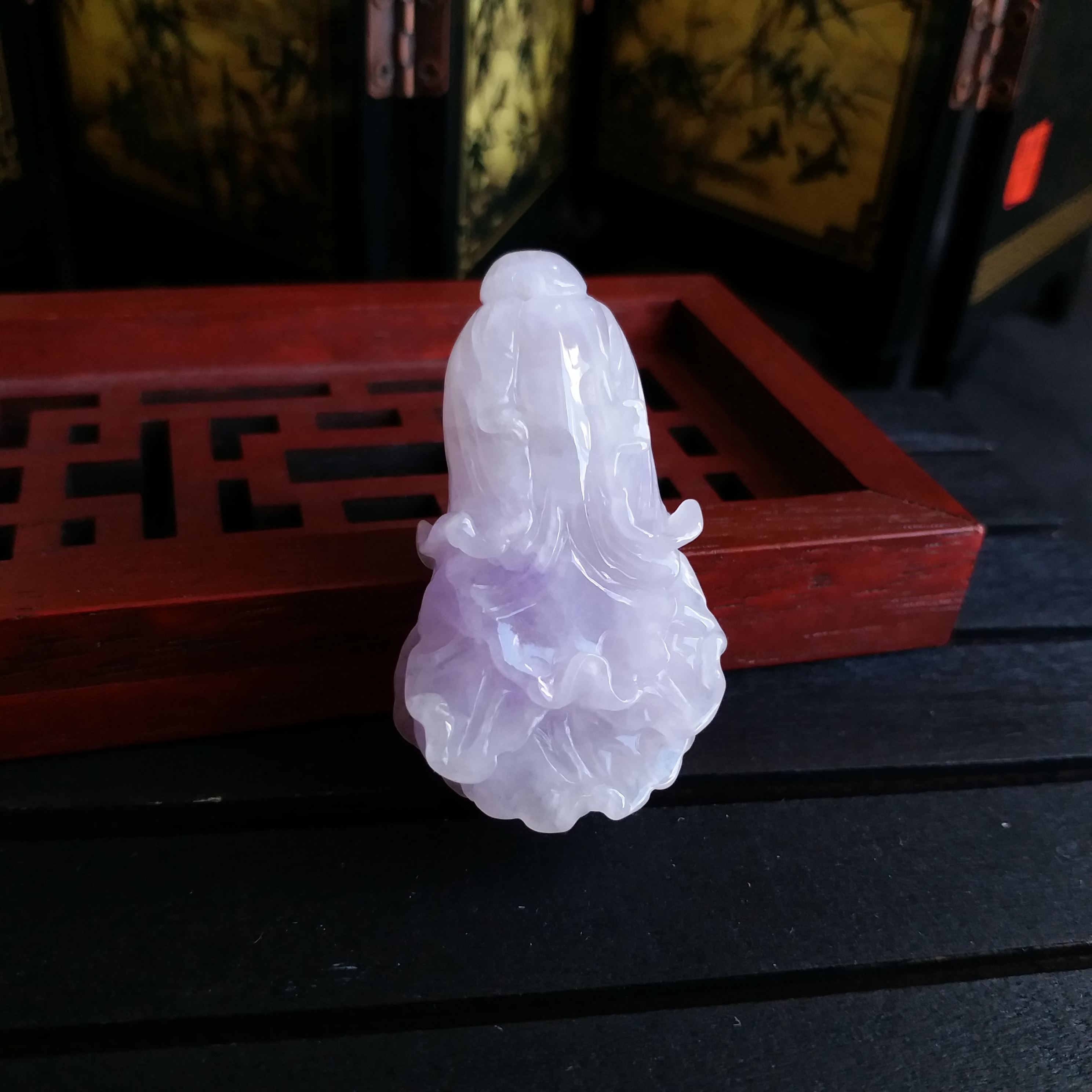 冰紫羅蘭白菜雕件, 天然翡翠A玉, 緬甸玉, Jade, Jadeite