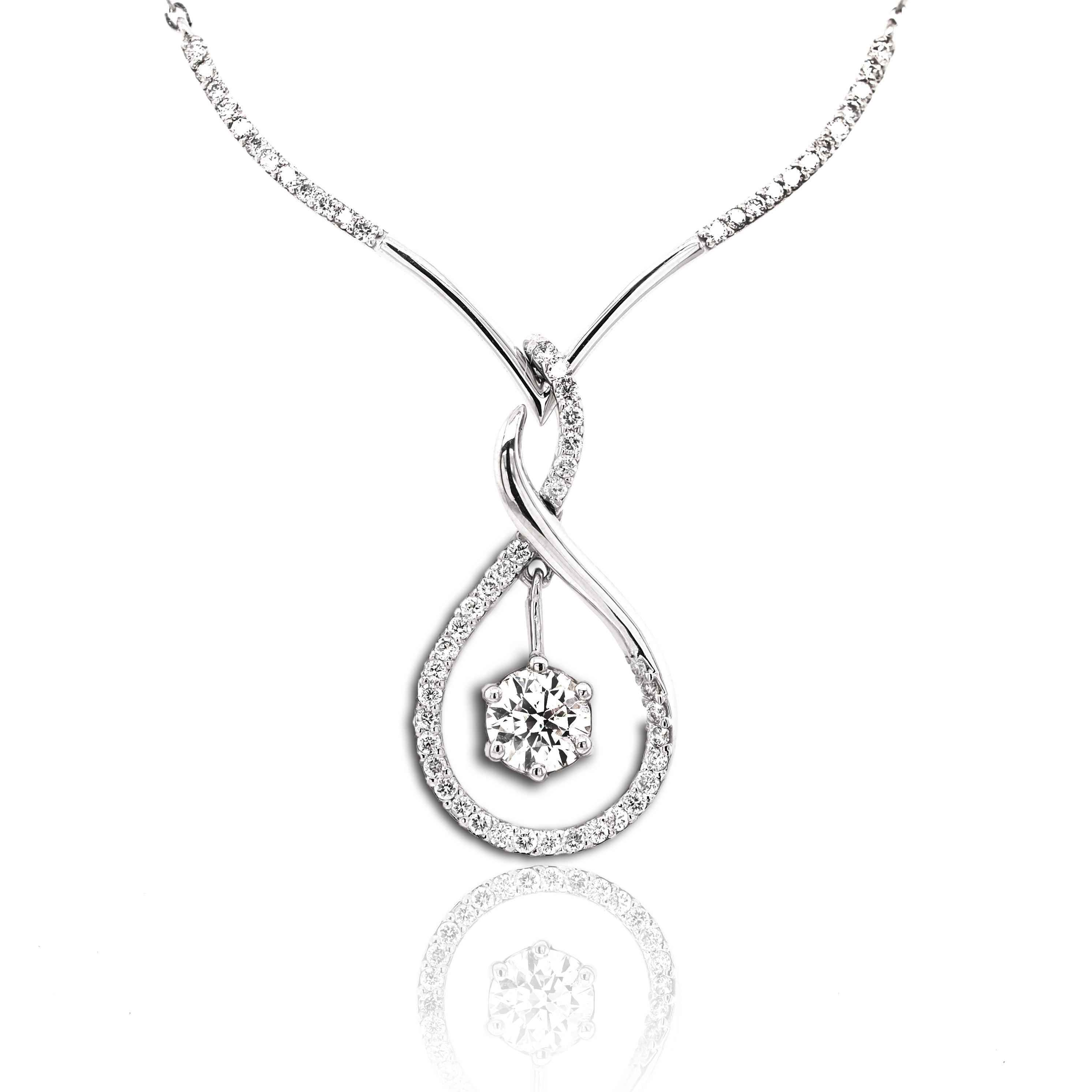 18K白金GIA天然鑽石吊墜