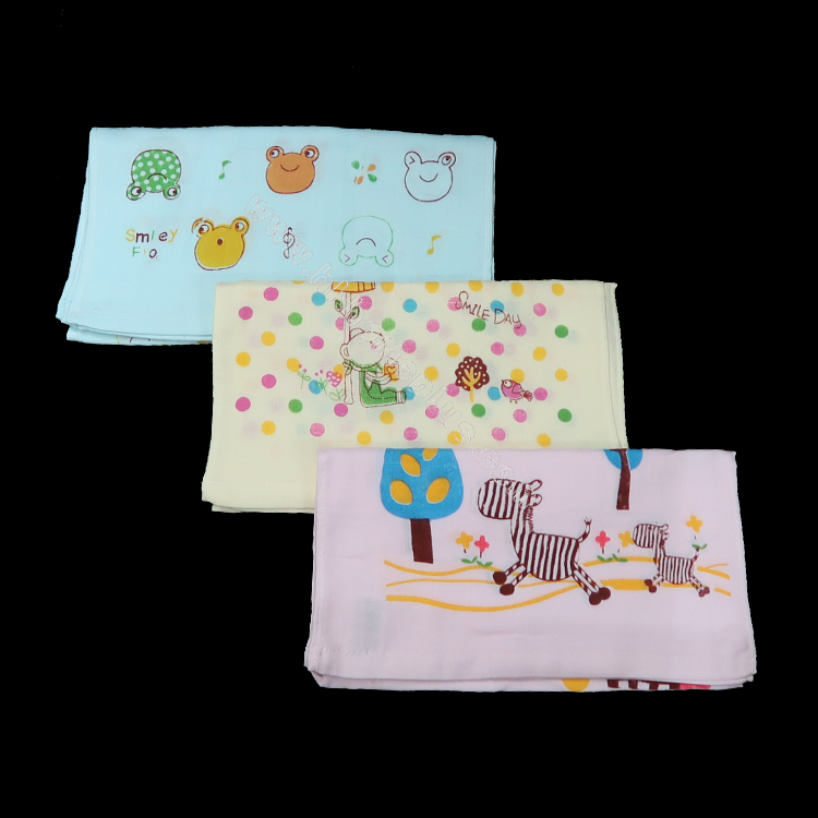 6條裝 雙層紗布印花面巾 4130281