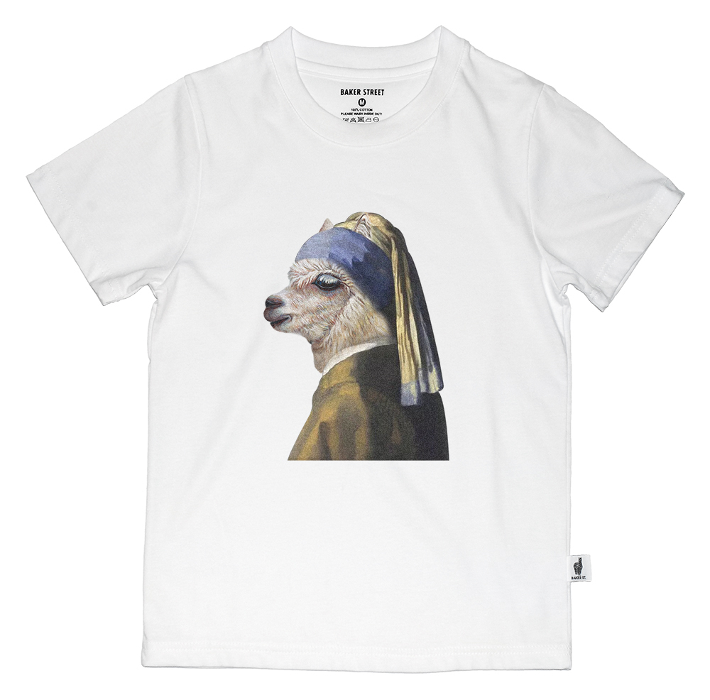 Het meisje met de parel 珍珠少女駝 童裝短T