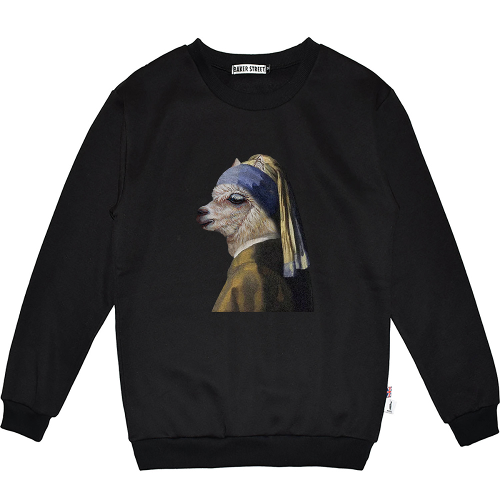 Het meisje met de parel 珍珠少女駝 高磅數長袖圓T