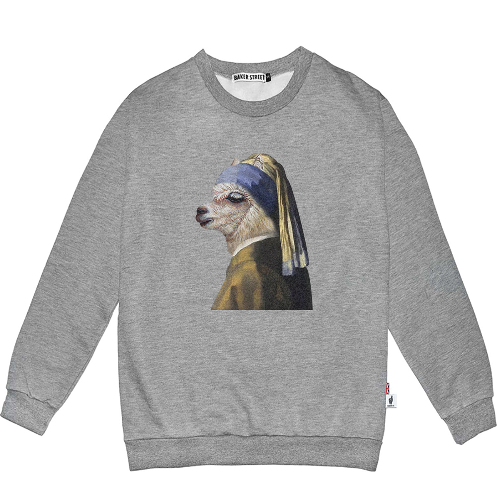 Het meisje met de parel 珍珠少女駝 高磅數長袖圓T