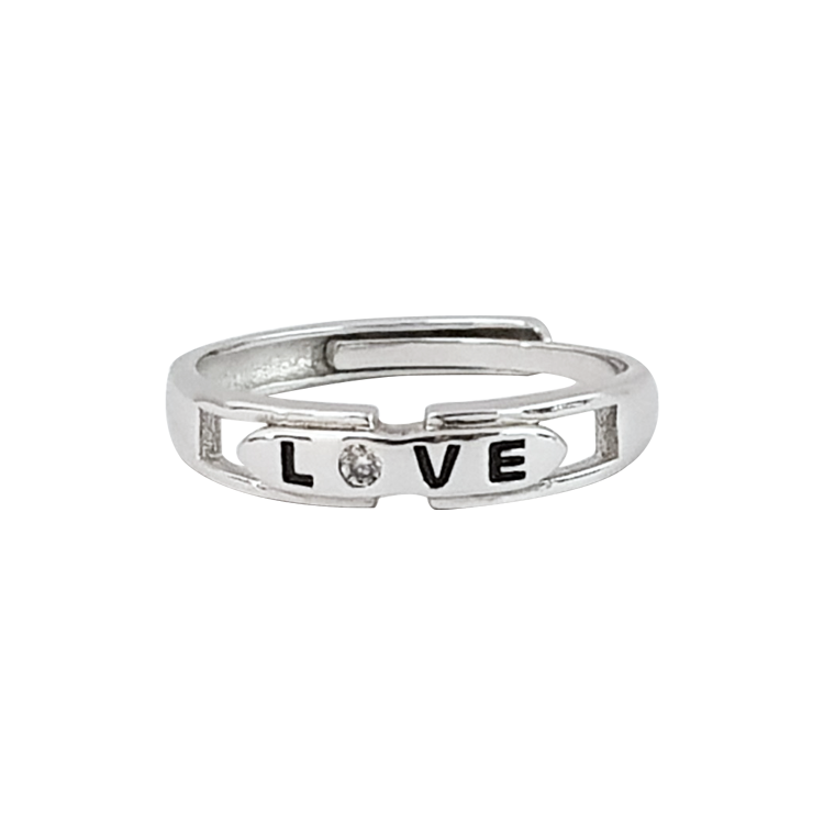 純銀對戒，情侶戒指 Love永恆銀白金；極簡線條樸實美感（7088女）